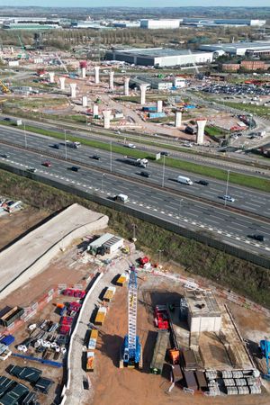 Construction work continues on the HS2 line in Water Orton near Birmingham.