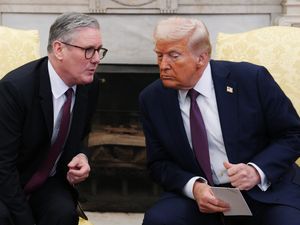 US President Donald Trump meeting Prime Minister Sir Keir Starmer in the Oval Office at the White House