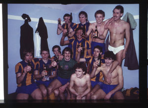 Town toast their stunning victory over Ipswich in 1982