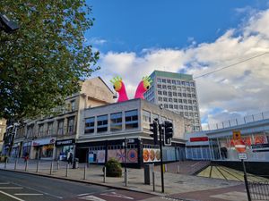 Supporting image for story: Watch: Wolverhampton mystery over huge pink peepers that have popped up in the city centre