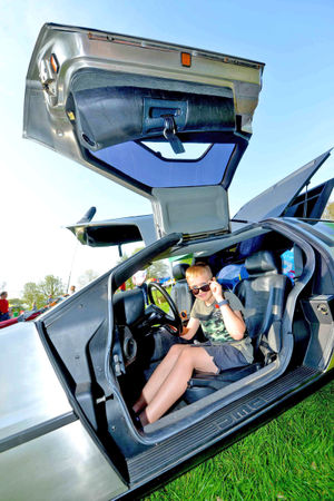 Dylan Taylor, 10, from Telford in the Delorean