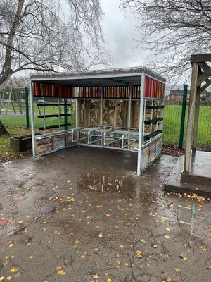 One of the installed green roof shelters in Tenbury Wells.