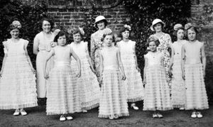 Muriel Ellis, pictured left, in the 1930s at Ironbridge Carnival