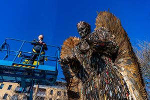 The Knife Angel was created at the British Ironwork Centre near Oswestry