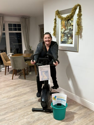 Vanessa Turner taking part in the cycling challenge. Picture: Hayley Heeks, Duty Manager, Stiperstones Court.