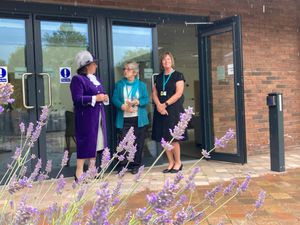 The High Sheriff with Jeanette Whitford, Chair of Severn Hospice, and the charity's CEO, Heather Tudor.