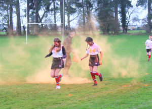 Year 8 Marches' students taking part in a sponsored colour run