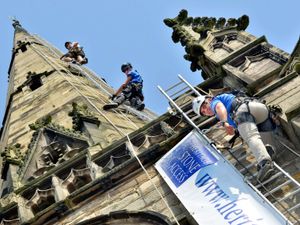 Supporting image for story: Don't look down! Church restoration workers get closer to God 
