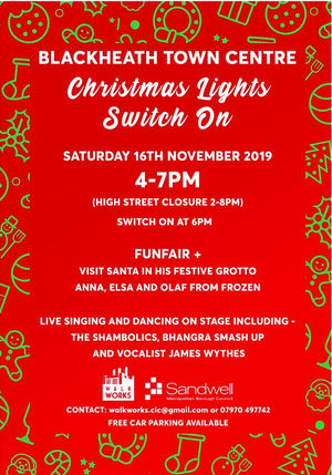 The poster for Blackheath Christmas Lights Switch On