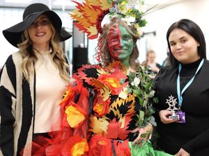 Supporting image for story: Students impress with striking designs in college hairdressing competition