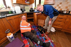 David Bradley, from Newport, who is finally getting his water meter repaired after numerous issues. He is pictured with Craig Millington from Severn Trent Water..