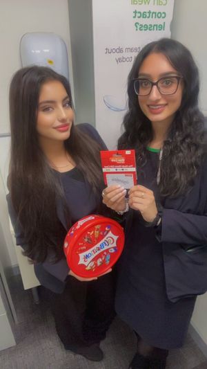 Madaniyah Saleem (right) has also completed her Level 3 optical assistant apprenticeship
