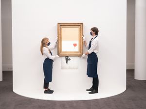 Supporting image for story: Banksy artwork which partially shredded itself goes back under the hammer
