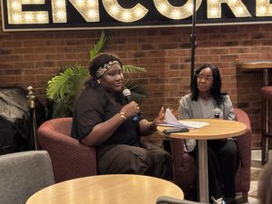 Pamilerin Beckley, who is overseeing the ARTiculating HerStory project, alongside Chauntelle Madondo AKA Diary of a Poet, at a previous closed session featuring poetry performances from survivors.