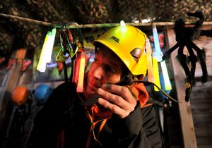 Staff at Sky Reach High Ropes in Telford Town Park get ready for the Bat Run event 