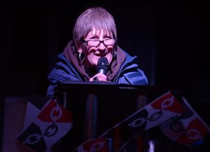 Doreen from Tipton on stage at Walsall Bonfire