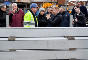 Robbie Moore MP chatting with operations flood team leader, Bryan Glover