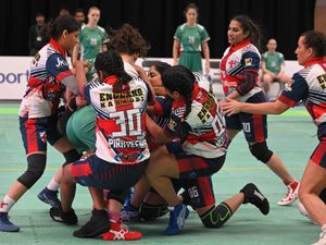 England's women in action against Hungary at the Kabaddi World Cup