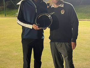 Jackson joy – Ifton’s Owen Jackson with (right) Adderley Open organiser Jack Hazeldine 