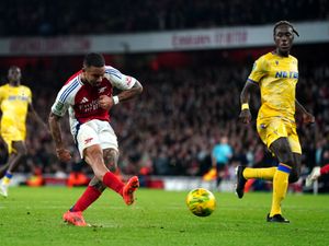 Arsenal forward Gabriel Jesus completes his hat-trick against Crystal Palace