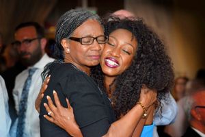 Embracing proud mum Dolores Smith