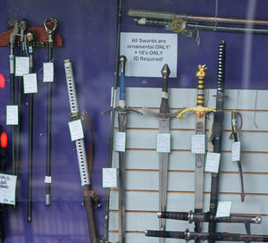 Knives on display in the Wolverhampton store