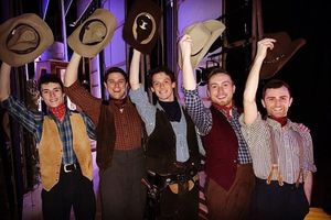 Andy (left) in Oklahoma which was his final third year musical before the pandemic hit at the Yvonne Arnaud theatre in Guildford