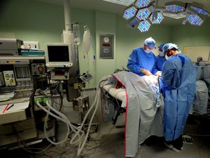 An operation taking place at Queen Elizabeth Hospital, Birmingham.