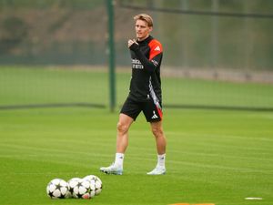 Arsenal’s Martin Odegaard during a training session at London Colney