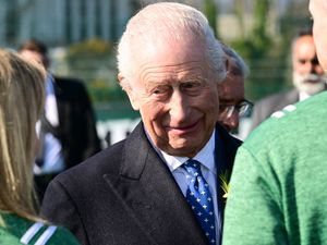 Charles during a visit to the Newforge complex in Belfast