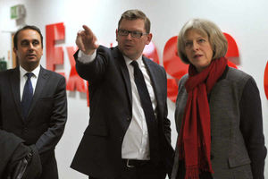 Editor Keith Harrison gives Theresa May and Conservative MP Paul Uppal a tour of the Express & Star head office in February