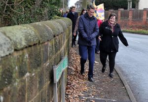 Gavin Williamson joined campaigners to walk from Codsall Community High School to Perton to highlight the alleged dangers of the route