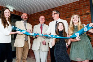 From left, Ray's graddaughter Mia Foster, 16, Dr Guy Carter), Ray Grocott, Dr Jim Bartlett and Ray's granddaughters Honor Grocott ,12, and Natasha Foster, 14