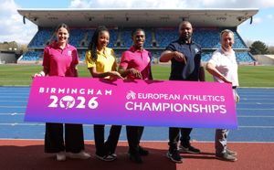 500 days to go: Kelly Sotherton, Amber Anning, Jeremiah Azu, Mark Lewis-Francis and Jack Bucknor count down to the European Athletics Championships in Birmingham