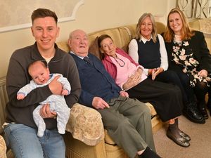 Supporting image for story: Family celebrating five living generations ranging from two months to 98 years