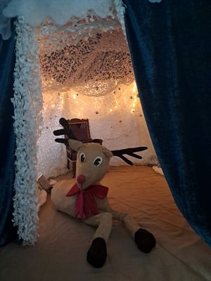 Knighton's Christmas grotto last year with a cute and cuddly Rudolph