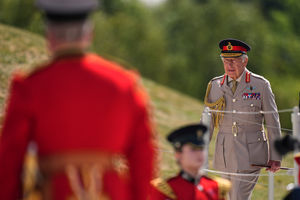 King Charles III during the national Service of Remembrance, hosted by the Royal British Legion in partnership with the Government, to mark the 80th Anniversary of VJ Day at the National Memorial Arboretum in Alrewas, Staffordshire. Picture date: Friday August 15, 2025. PA Photo. Photo credit should read: Alastair Grant/PA Wire 