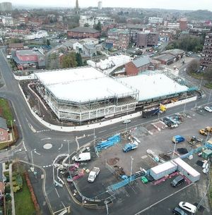 The roof being fitted on the new Dudley Leisure Centre
