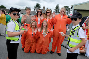 The Evans family became Guantanamo Bay prisoners with Aiden Evans, eight, and Finley Evans, 11, being the police officers guarding them. Image by Andy Compton