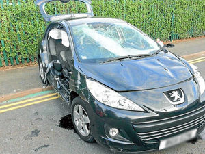 Supporting image for story: Warning as car flips on to side in Walsall