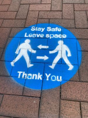 Telford & Wrekin Council has been applying decals on the floor to remind shoppers about social distancing