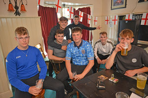 England fans at The Old Bush Inn, Albrighton 