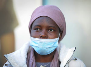 Ama Ndziba, of Wolverhampton, queueing outside Primark