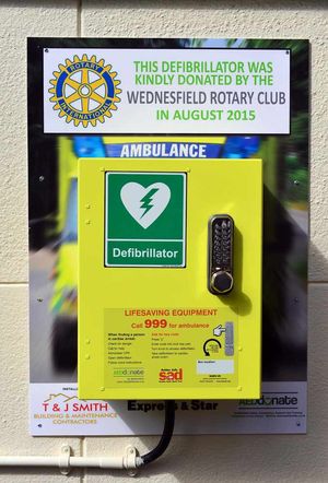 The new defibrillator that has just been installed at the St Thomas Church Centre
