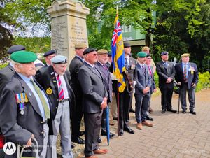 Veterans and legion members with Rhodri Evans standard bearer at Llandrindod Wells war memorial. Image Marion Sadler