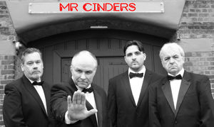Left to right: bouncers outside the fictitious Mr Cinders nightclub - Ben Christie (Ralph), Derek Willis (Les), Tom Scott (Judd) and David Wright (Lucky Eric).
