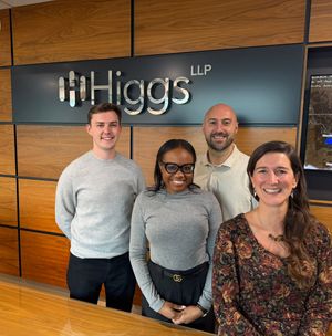 PJ Ellis, second from right, with l-r Sam Dell, Latoyah Thompson and Sophie Wardell at Higgs LLP in Brierley Hill