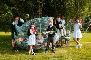 St Peter & St Paul RC Primary School in Newport are involved with the British Ironwork Centre's recycling project. In picture L>R: Ronnie, Arlene, Harry, Nathan, Katherine and Avleen