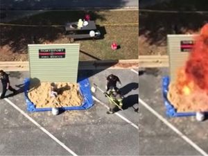 Supporting image for story: Watch a fire service give an explosive lesson on how not to cook turkey
