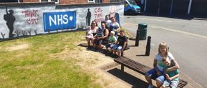 The Wade family with sisters Kiera and Rhianna Wade with artist Lynsey Marshall and son Jasper